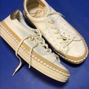 EUC SAM EDELMAN White and Tan Sneakers